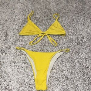 SHEIN light yellow sparkley bikini set. Size Small.